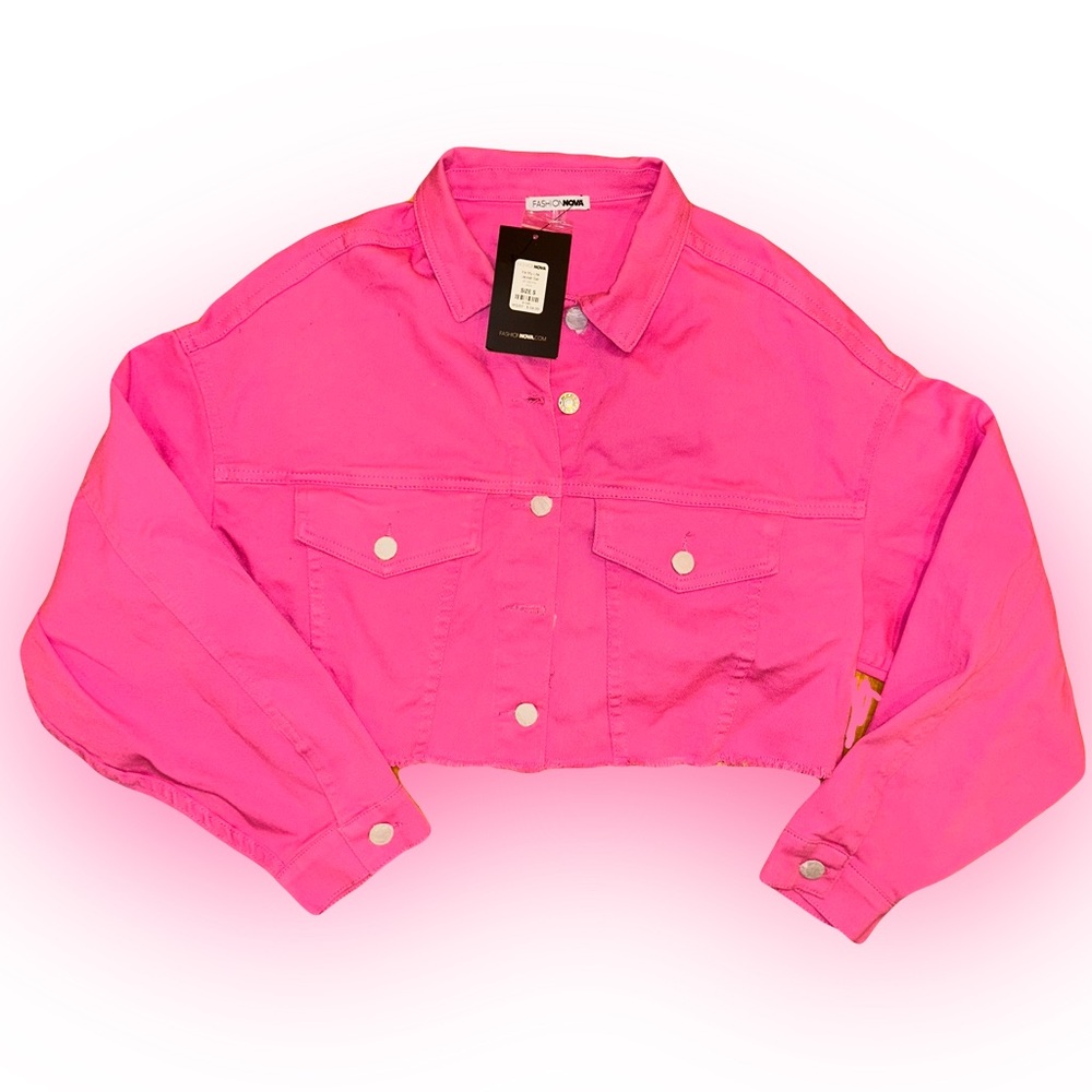 NWT cropped denim pink jacket sz Small S new